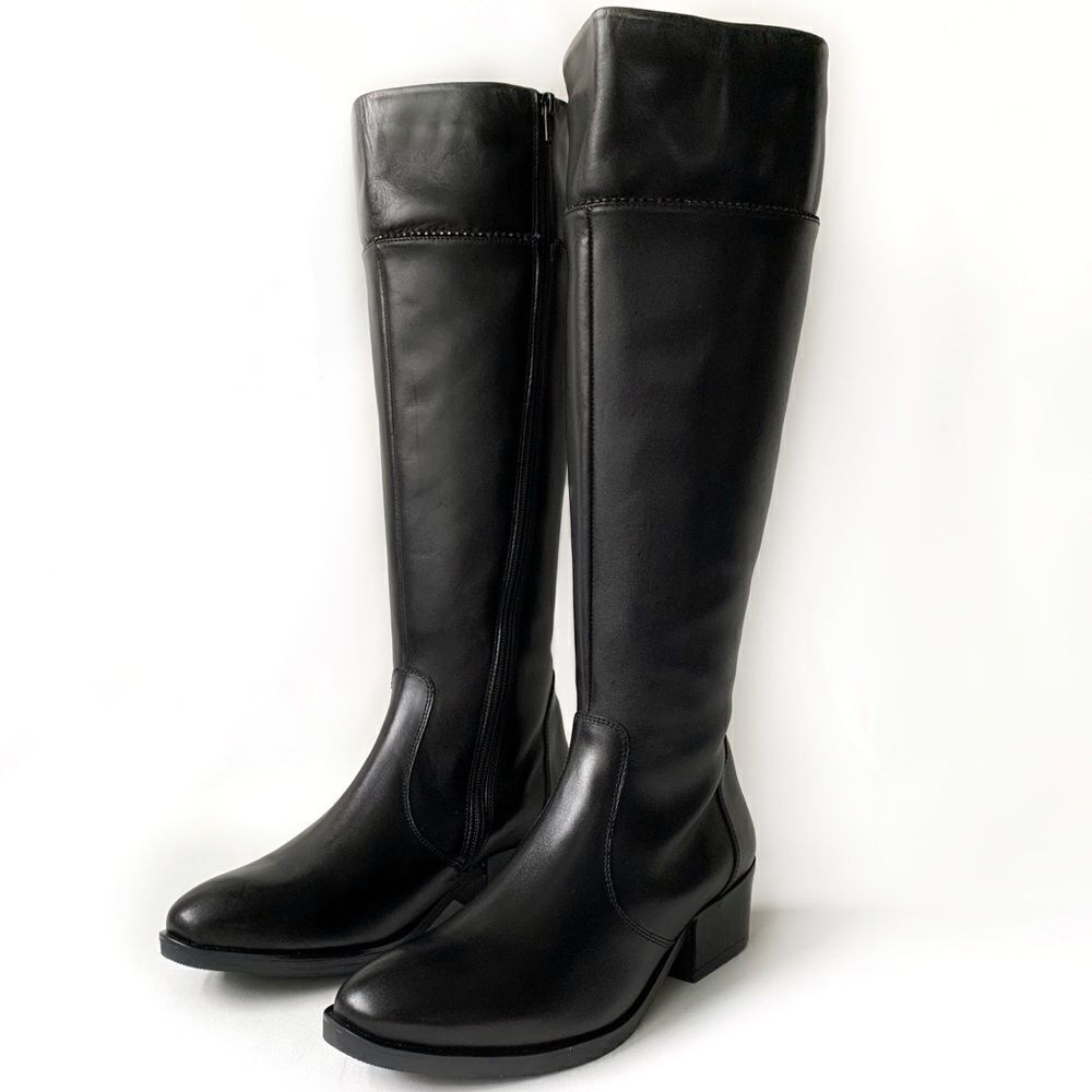 ITALIAN SHOEMAKERS Black Leather Knee Boot!